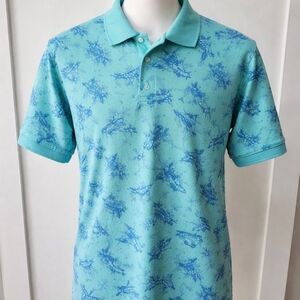 Men's Aqua Teal Printed Polo Shirt